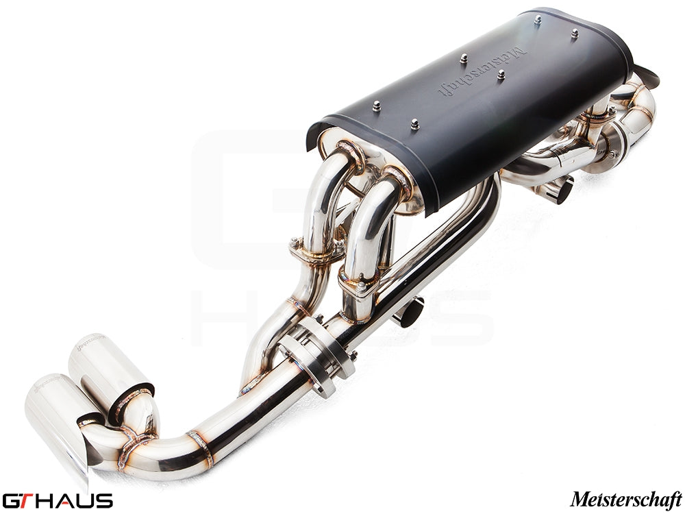 Premium Meisterschaft exhaust system for Ferrari F430 Coupe/Spider, featuring stainless steel construction and enhanced performance.