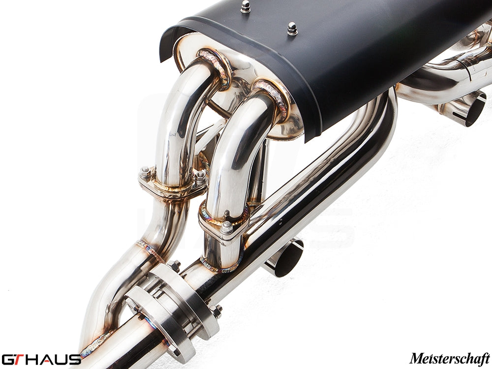 Premium stainless steel exhaust system for Ferrari F430 Coupe/Spider, showcasing precision craftsmanship and performance design.