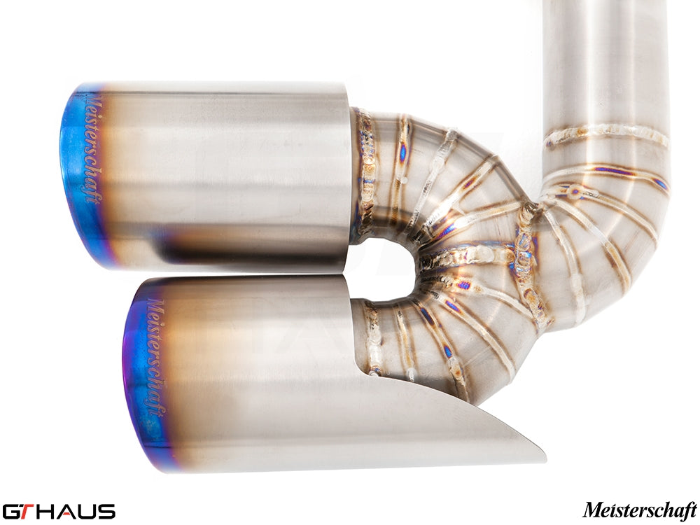 Premium Meisterschaft exhaust tip for Ferrari F430 Coupe/Spider, showcasing high-quality stainless steel craftsmanship.