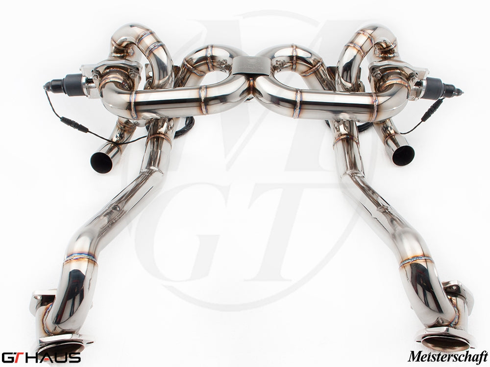 Premium exhaust system for Ferrari F430 Scuderia Coupe, featuring stainless steel construction and advanced valve control.