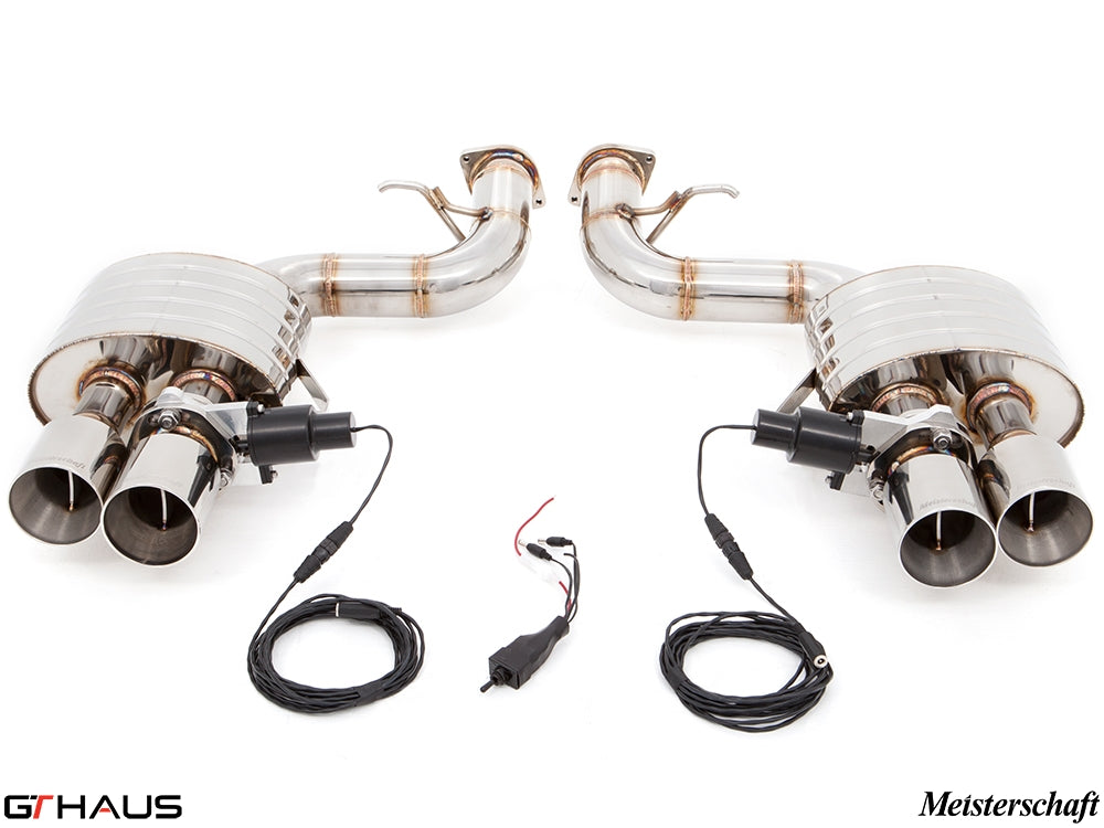 Premium exhaust system for Ferrari F599 GTB/GTO V12 Coupe, featuring stainless steel construction and electronic valve control.