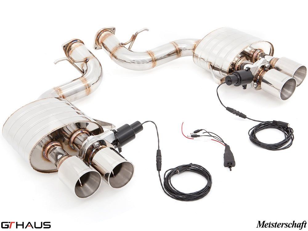 Premium exhaust system for Ferrari F599 GTB/GTO V12 Coupe, featuring stainless steel construction and electronic valve control.