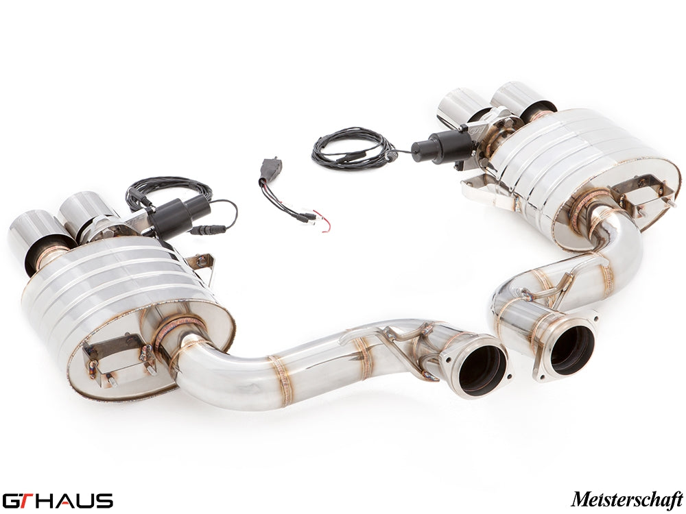 Premium exhaust system for Ferrari F599 GTB/GTO V12 Coupe, featuring stainless steel construction and electronic valve control.