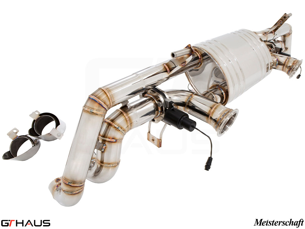 Premium performance exhaust system for Lamborghini Huracan LP610-4 Coupe, featuring stainless steel construction and electronic valve control.