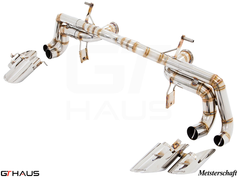 Premium Meisterschaft exhaust system for Lamborghini Huracan LP610-4 Coupe, featuring stainless steel construction and performance design.