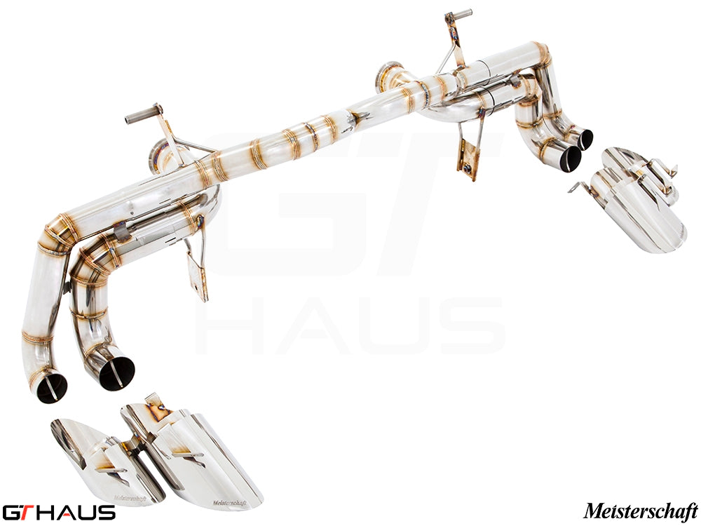 Premium exhaust system for Lamborghini Huracan LP610-4 Coupe, featuring stainless steel construction and electronic valve control.