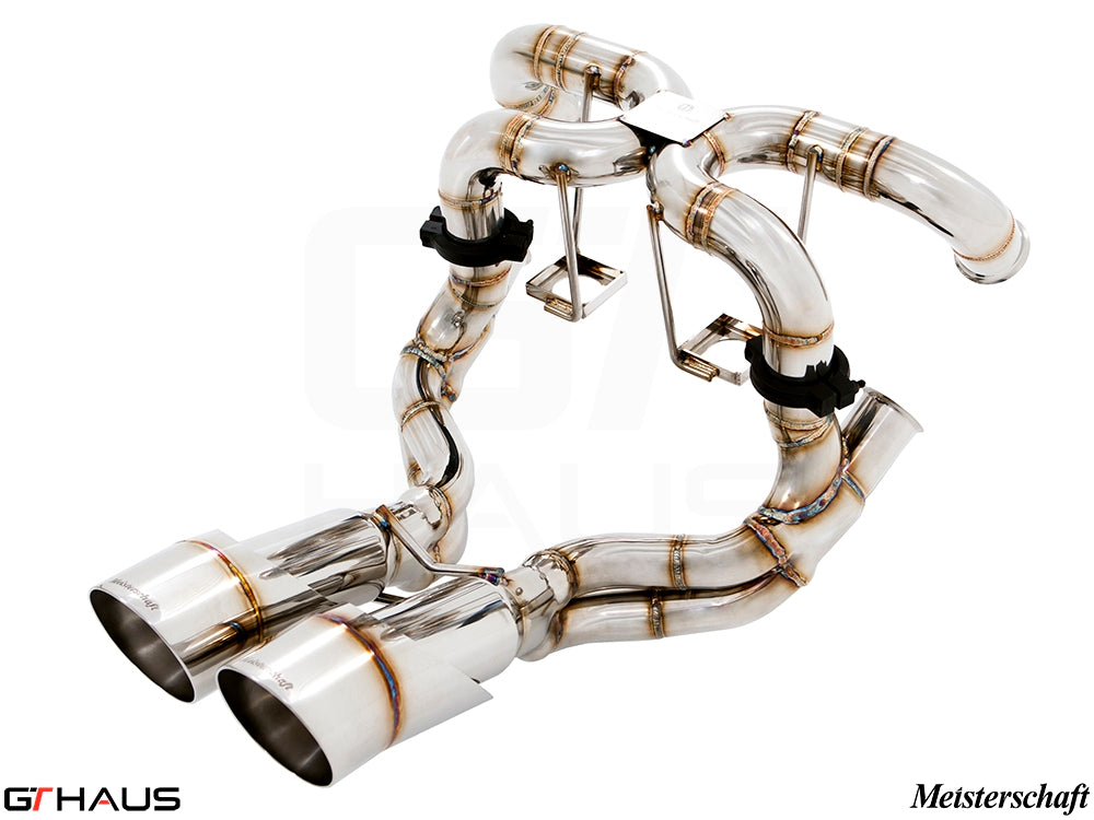 Premium performance exhaust system for Lamborghini Murcielago V12, featuring stainless steel construction and dual tips.