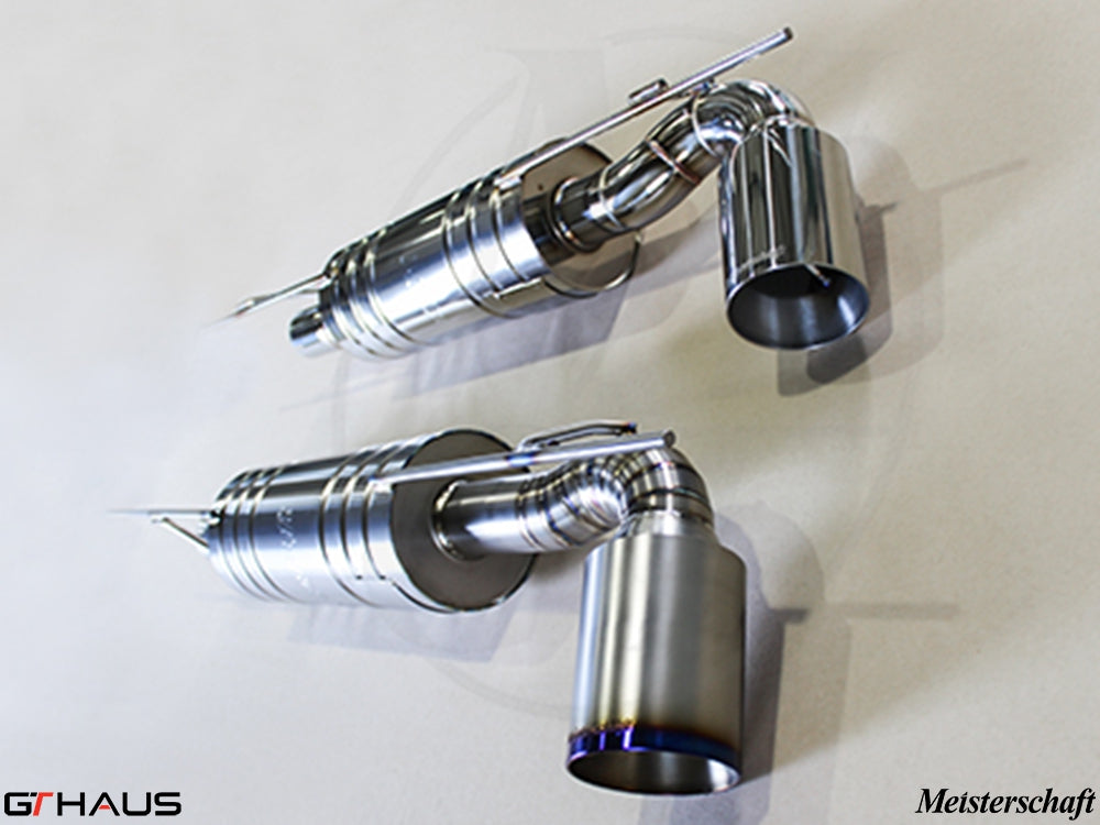 Premium exhaust system for Lotus Elise/Exige SC, featuring stainless steel construction and polished tips for enhanced performance.