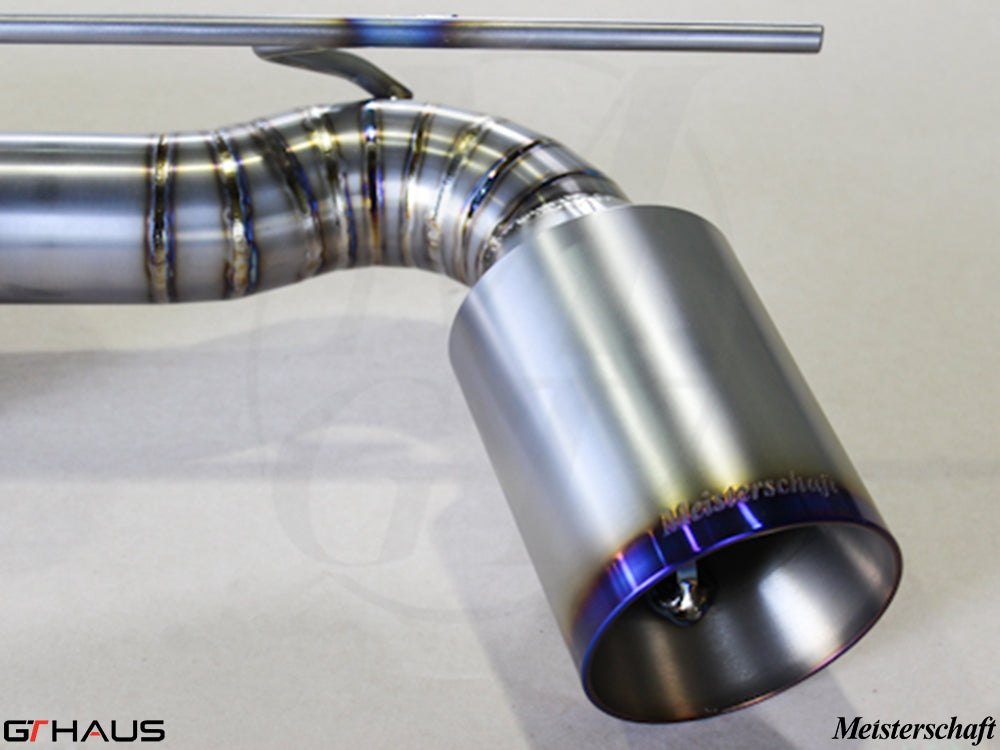 Premium Meisterschaft exhaust tip for Lotus Elise/Exige SC, showcasing high-quality stainless steel craftsmanship.