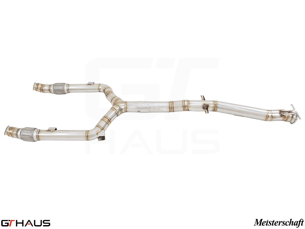 Premium cat-back exhaust system for 2016-2018 Mercedes-Benz A205 C-convertible C400/450/43, featuring stainless steel construction.