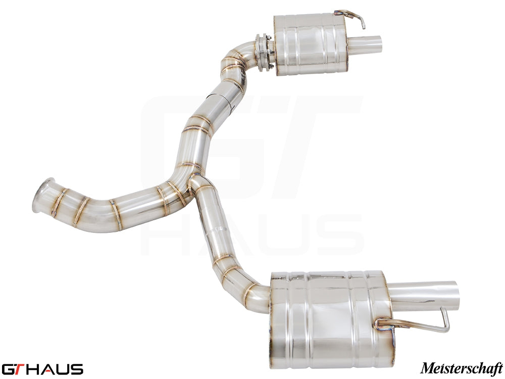 High-performance exhaust system for Mercedes-Benz A205 C-convertible C400/450/43 AMG, featuring stainless steel construction.