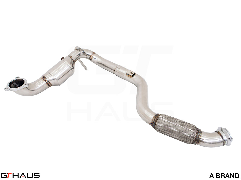 Premium down pipes for Mercedes-Benz C117 CLA 45 AMG 2014-2019, featuring 400 CEL sport cats for enhanced performance.