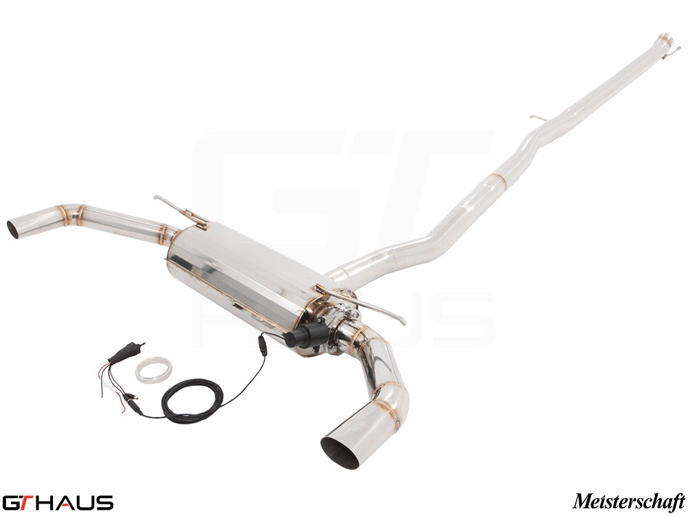 Premium exhaust system for Mercedes-Benz C117 CLA 45 AMG (2014-2019) with electronic valve control and stainless steel construction.