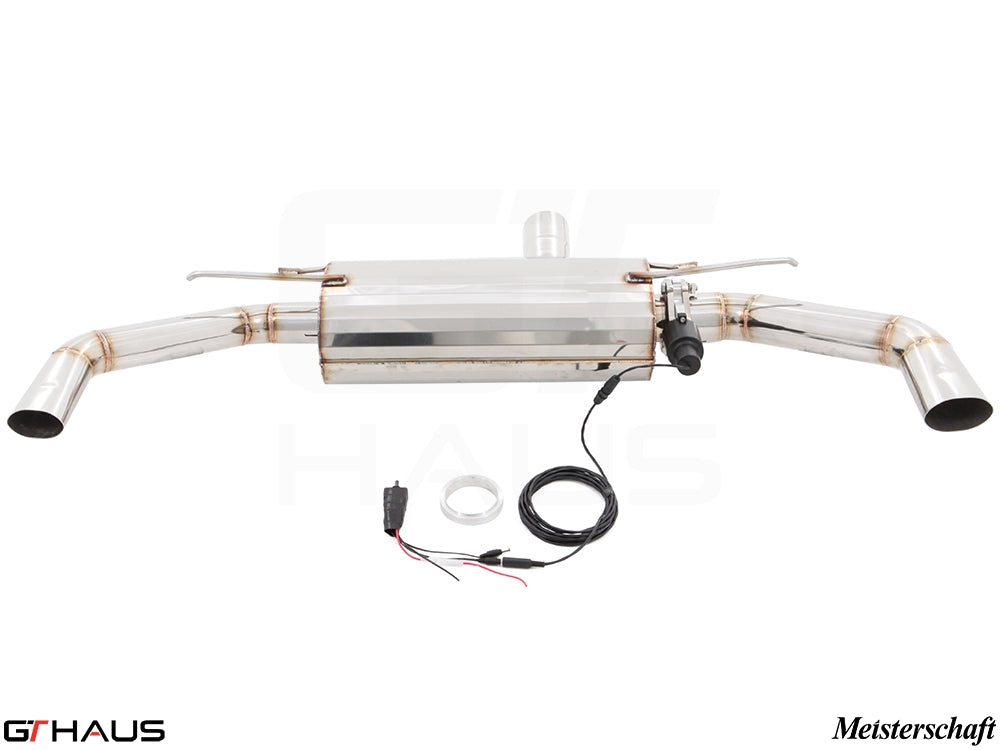 Premium exhaust system for Mercedes-Benz C117 CLA 45 AMG, featuring stainless steel construction and electronic valve control.