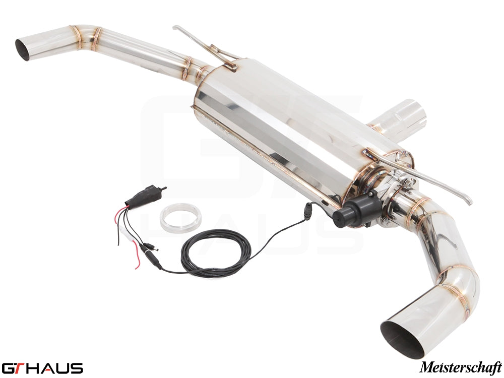 Premium stainless steel exhaust system for Mercedes-Benz C117 CLA 45 AMG, featuring electronic valve control for enhanced performance.