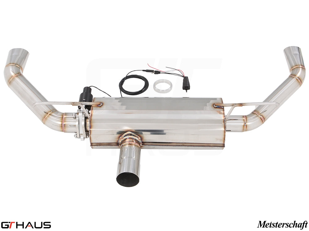 Premium exhaust system for Mercedes-Benz C117 CLA 45 AMG, featuring stainless steel construction and electronic valve control.