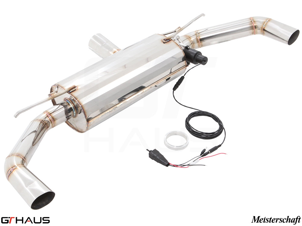 Premium exhaust system for Mercedes-Benz C117 CLA 45 AMG, featuring stainless steel construction and electronic valve control.