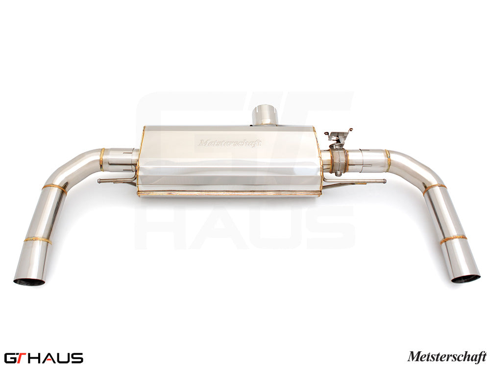 Premium Meisterschaft exhaust system for 2020+ Mercedes-Benz C118 CLA45/45S AMG, featuring stainless steel construction.