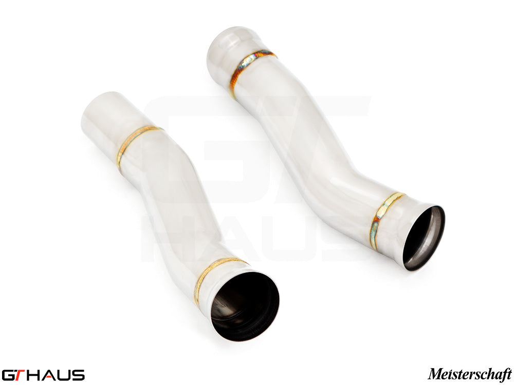 Mercedes-Benz C190 AMG GTS Coupe/Convertible 2015+ down pipe featuring secondary cat-delete for enhanced performance.