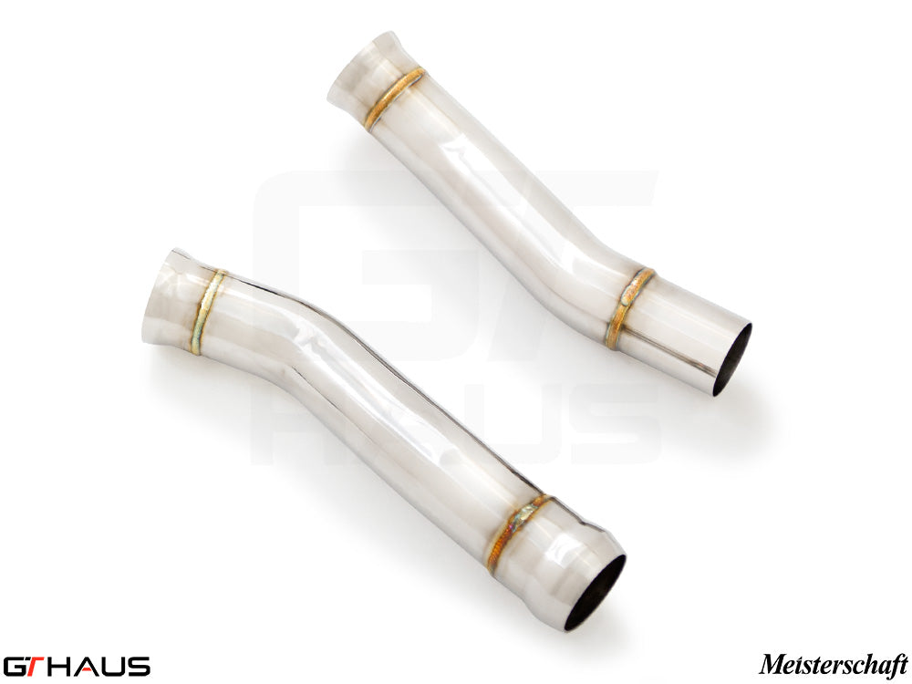 High-performance down pipes for Mercedes-Benz C190 AMG GTS Coupe/Convertible 2015+, designed for secondary cat-delete.