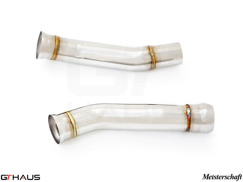 Stainless steel down pipe for Mercedes-Benz C190 AMG GTS Coupe/Convertible 2015+, designed for secondary cat-delete.