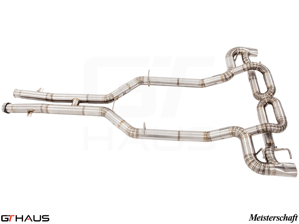 Premium stainless steel exhaust system for Mercedes-Benz C197 SLS Coupe/Roadster, enhancing performance and sound.