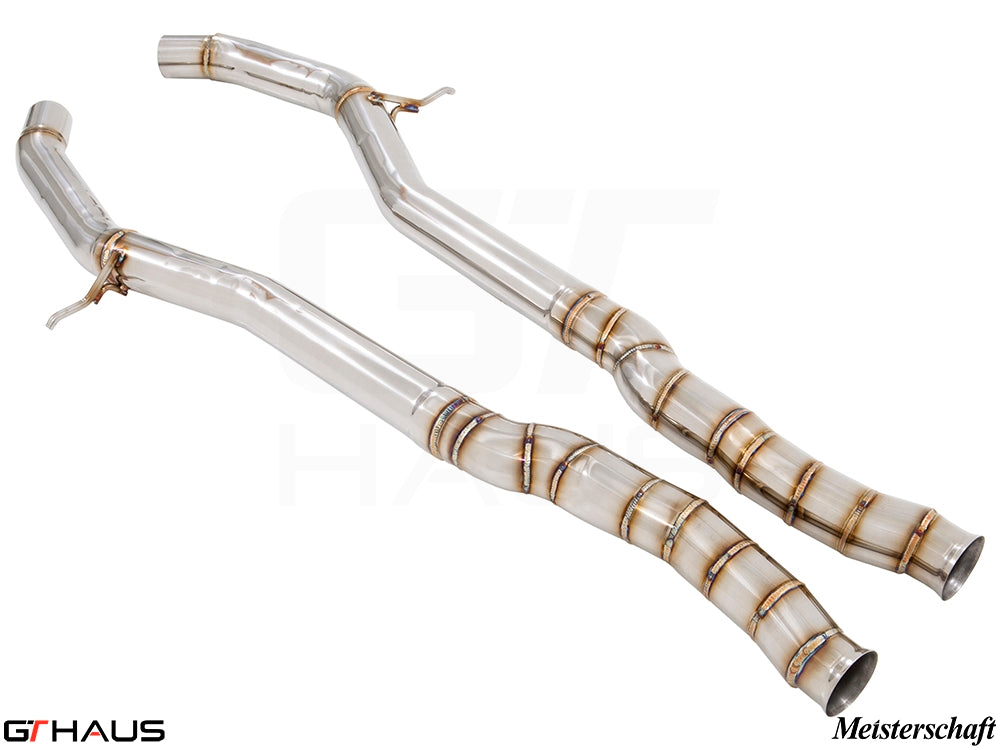 Mercedes-Benz C217 S-Class Coupe 2015+ full cat-back SR pipe with resonator delete, featuring stainless steel construction.