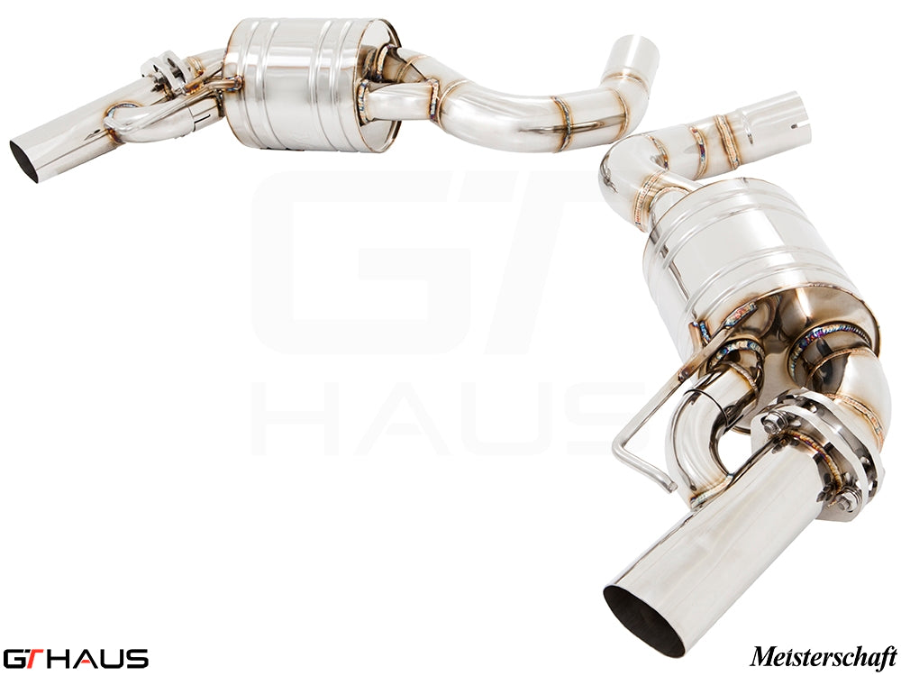 Premium stainless steel exhaust system for Mercedes-Benz C217 S-Class Coupe S65 AMG, featuring dual tips and advanced design.