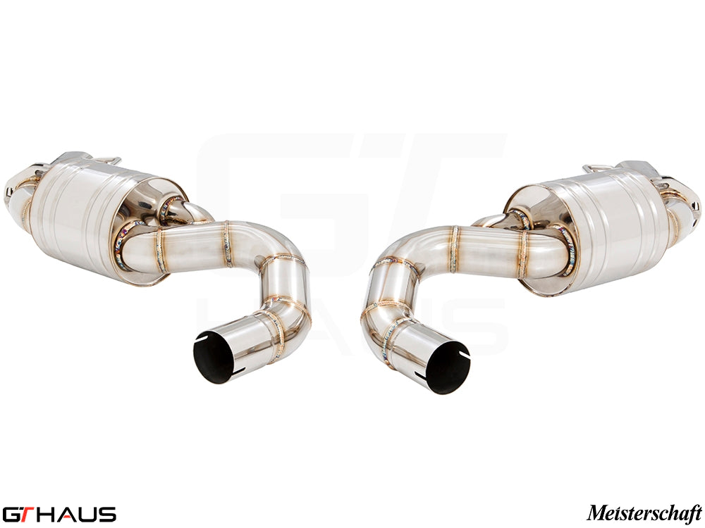Premium exhaust system for Mercedes-Benz C217 S-Class Coupe S65, featuring stainless steel construction and dual tips.