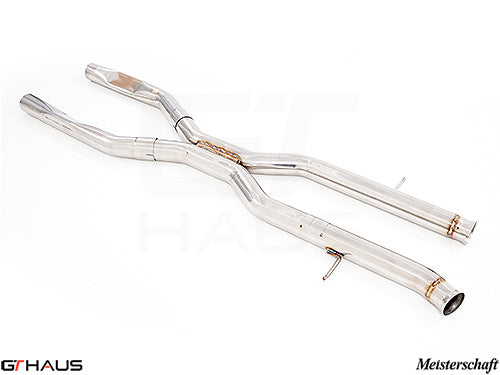 Stainless steel mid resonator delete pipe for 2015-2018 Mercedes-Benz GLE63s AMG V8, enhancing exhaust performance.