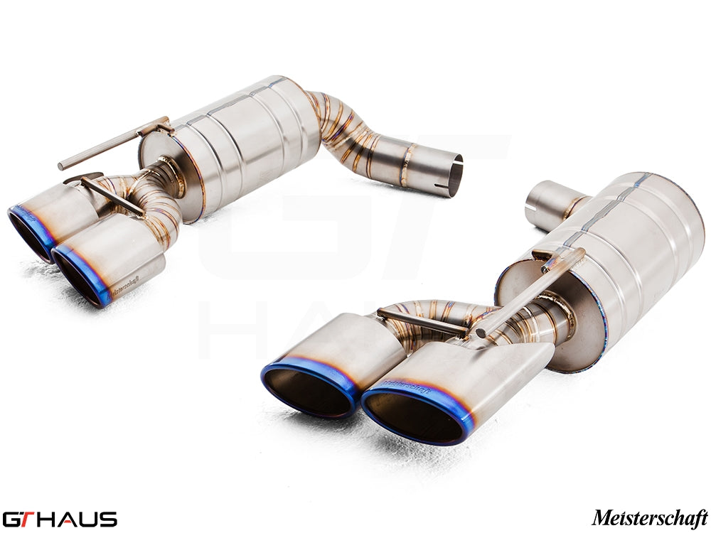 Premium exhaust system for Mercedes-Benz R230 SL600 V12 Bi-turbo, featuring stainless steel construction and dual tips.