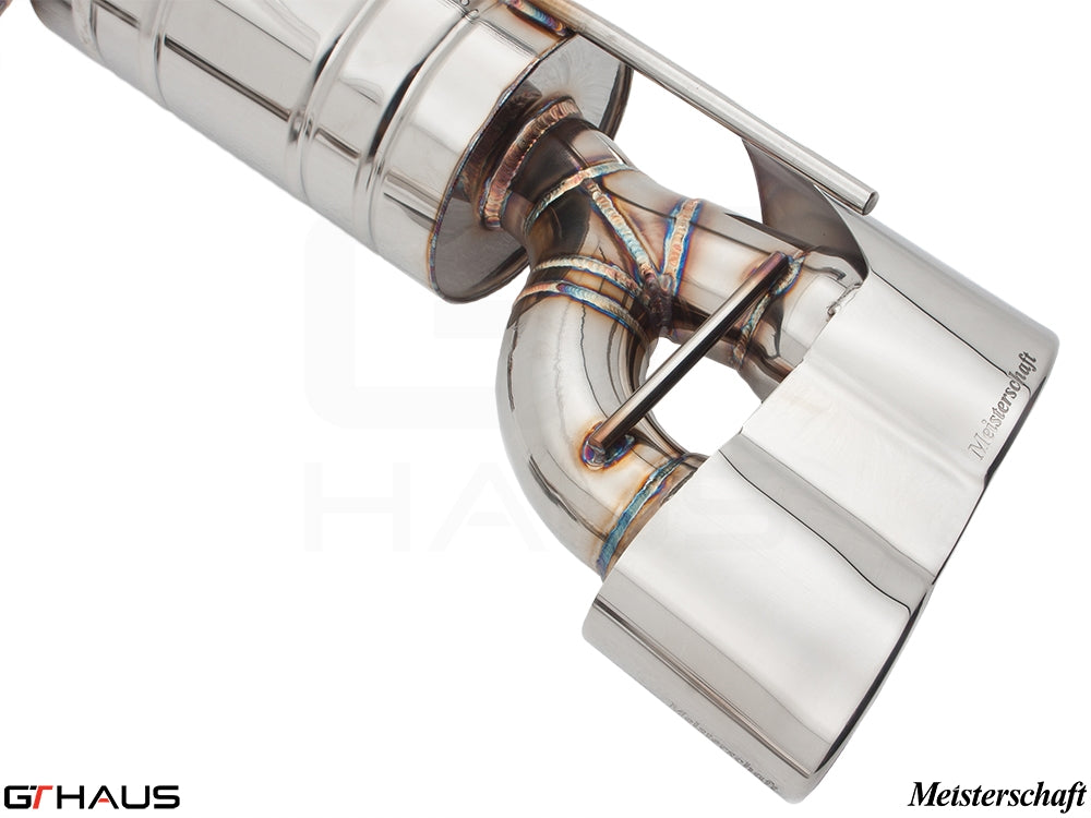 Premium stainless steel exhaust system for Mercedes-Benz R230 SL63 AMG, featuring precision craftsmanship and performance enhancements.