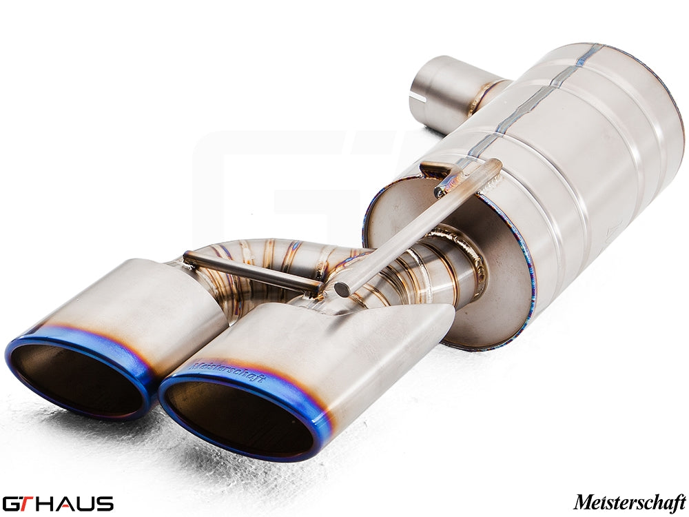 Premium exhaust system for Mercedes-Benz R230 SL-Class SL65 AMG, featuring dual tips and high-quality stainless steel construction.