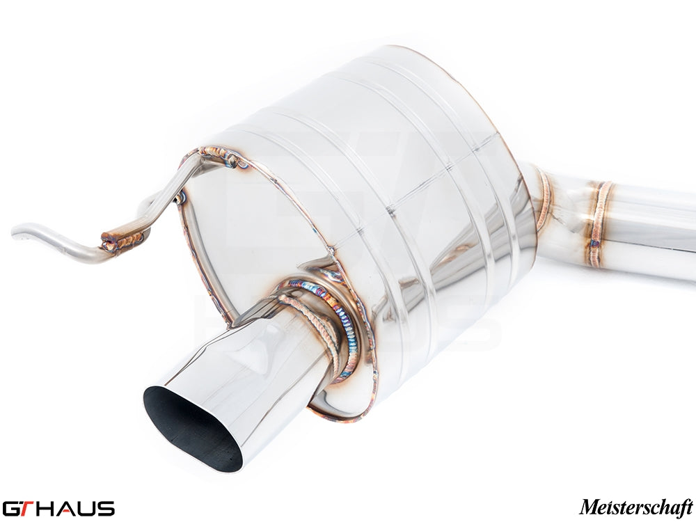 Premium exhaust system for Mercedes-Benz R231 SL-Class SL65 AMG, featuring polished stainless steel and precision welding.