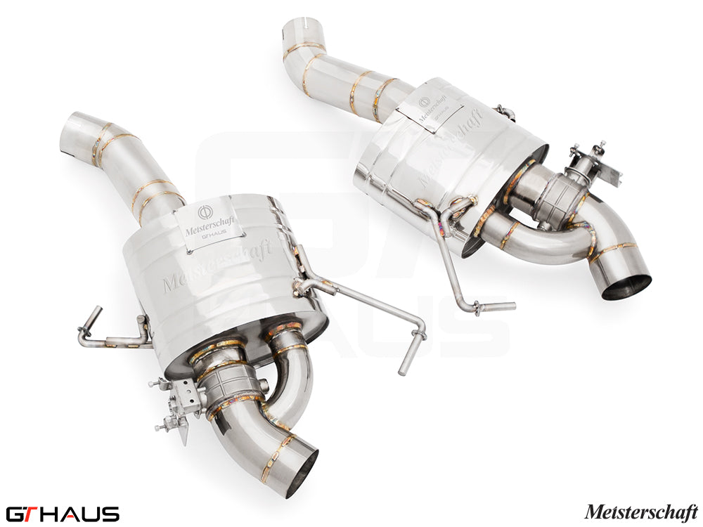 Premium Meisterschaft exhaust system for 2022+ Mercedes-Benz R232 SL-Class SL55/SL63 AMG with 4.0L V8 engine.