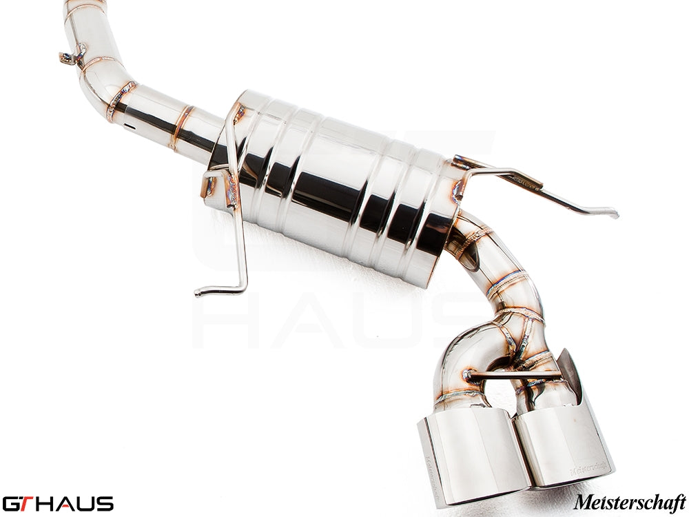 Premium exhaust system for Mercedes-Benz W164 ML63 AMG, featuring polished stainless steel construction and dual tips.