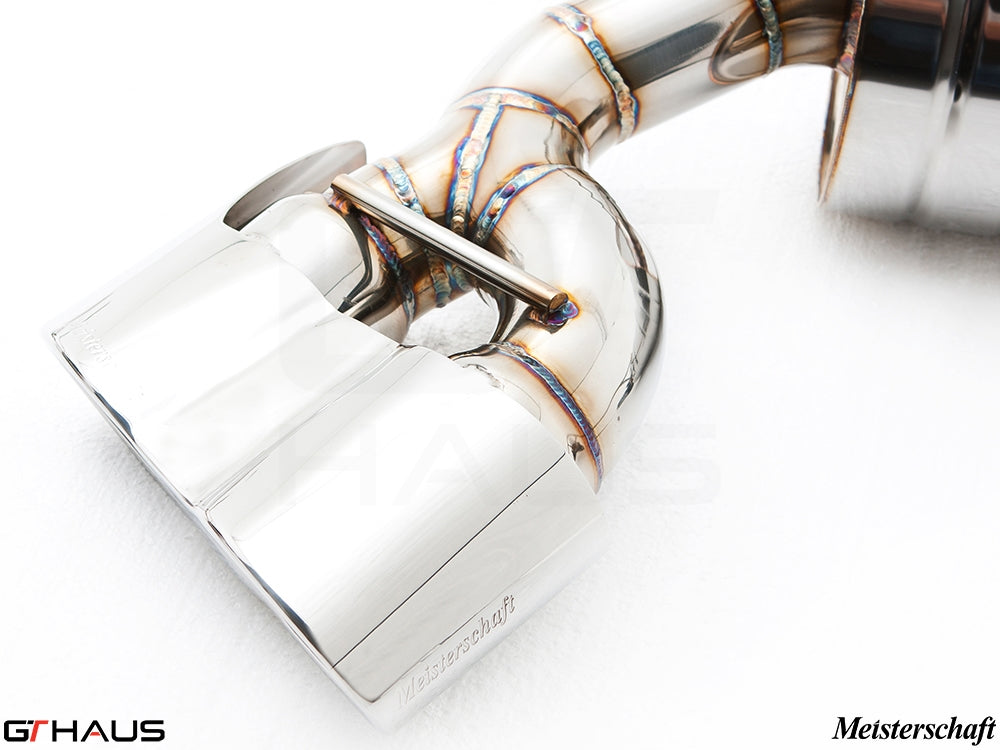 Premium exhaust tip for Mercedes-Benz W164 ML63 AMG, showcasing high-quality stainless steel craftsmanship and design.