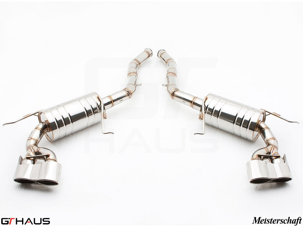 Premium exhaust system for Mercedes-Benz W164 ML63 AMG, featuring stainless steel construction and dual tips.