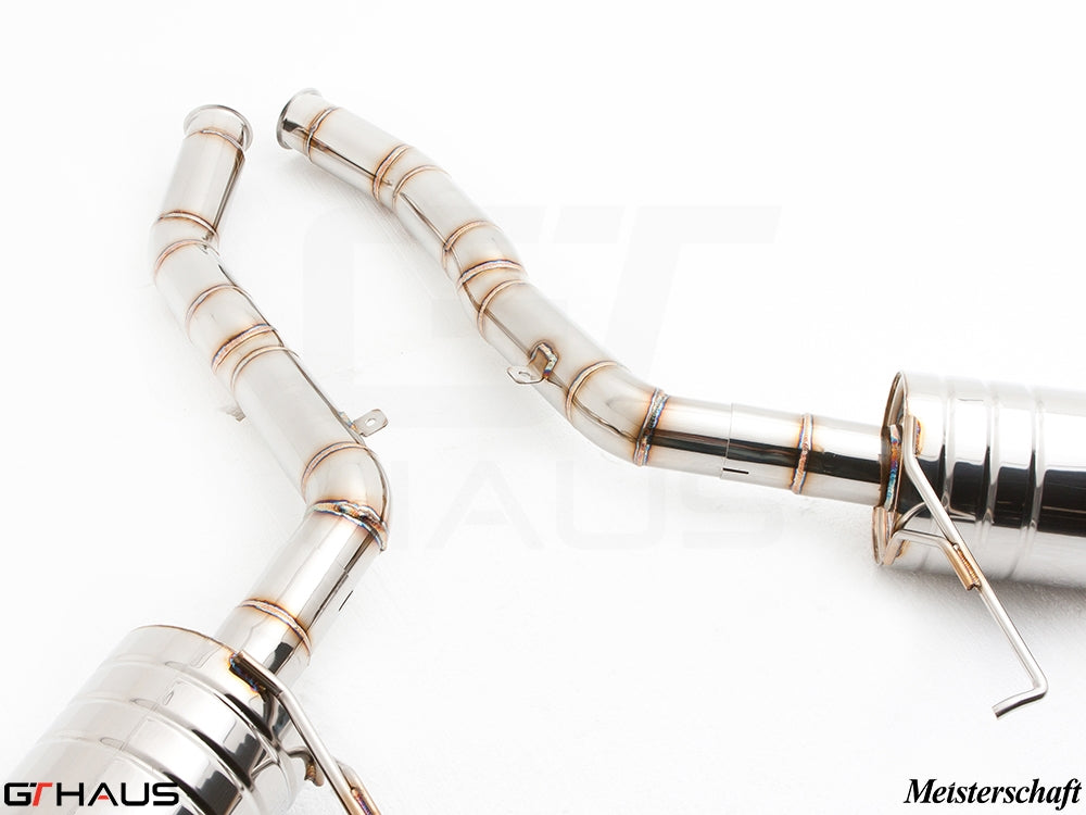 Premium stainless steel exhaust system for Mercedes-Benz W164 ML63 AMG, enhancing performance and sound.