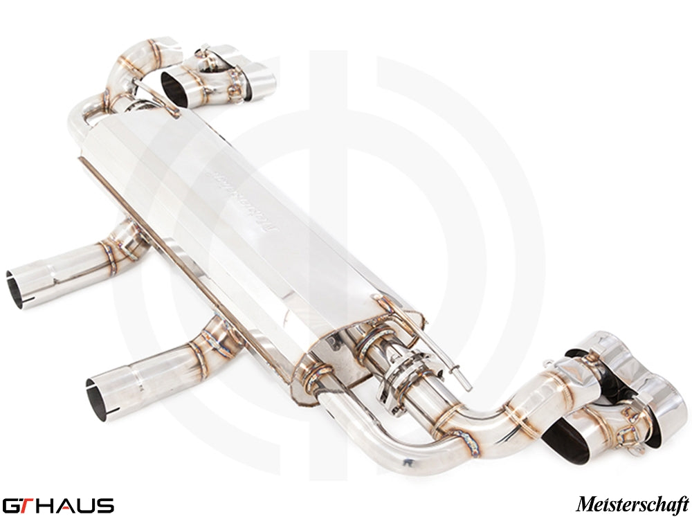 Premium exhaust system for Mercedes-Benz W166 ML500/550 V8 Bi-turbo, featuring stainless steel construction and dual tips.