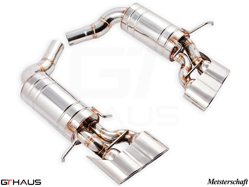 Premium stainless steel exhaust system for Mercedes-Benz W204 C63 AMG V8 Black Series, enhancing performance and sound.