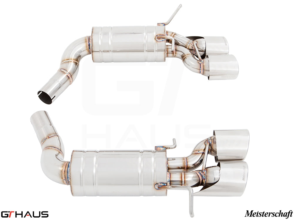 Premium exhaust system for Mercedes-Benz W204 C63 AMG, featuring stainless steel construction and dual tips.