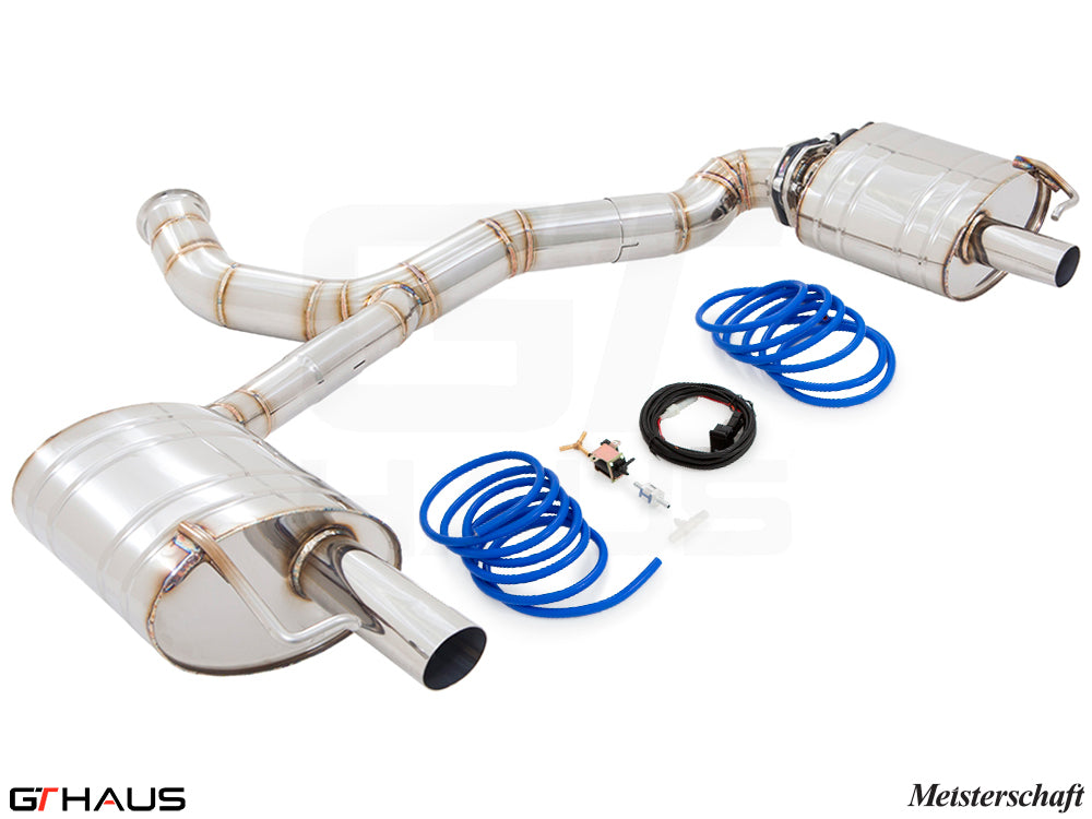 Premium exhaust system for Mercedes-Benz W205 C-Sedan C400/450/43 AMG, featuring stainless steel construction and electronic valve control.