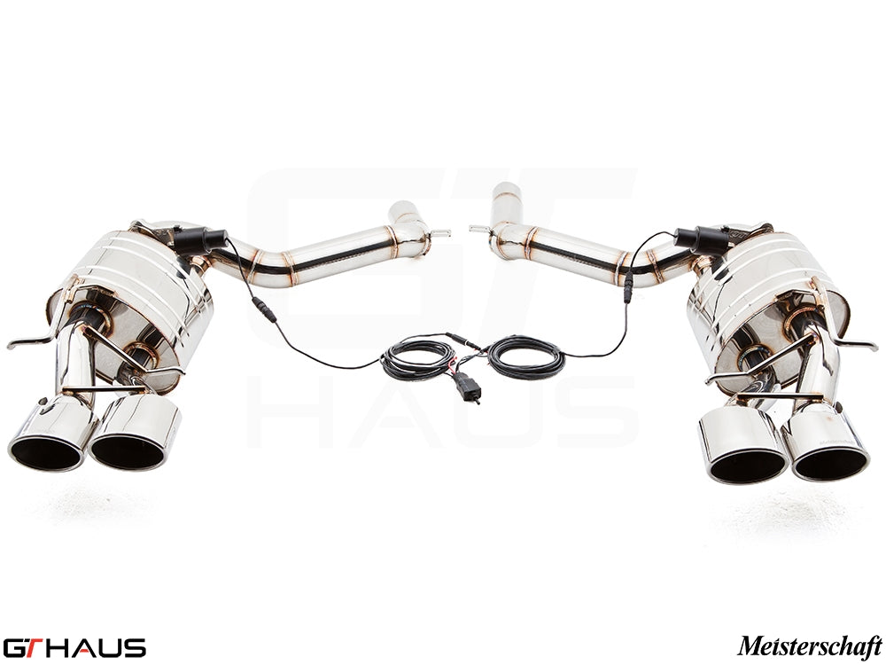 Premium exhaust system for Mercedes-Benz W212 E-Class E63 AMG V8, featuring stainless steel construction and electronic valve control.