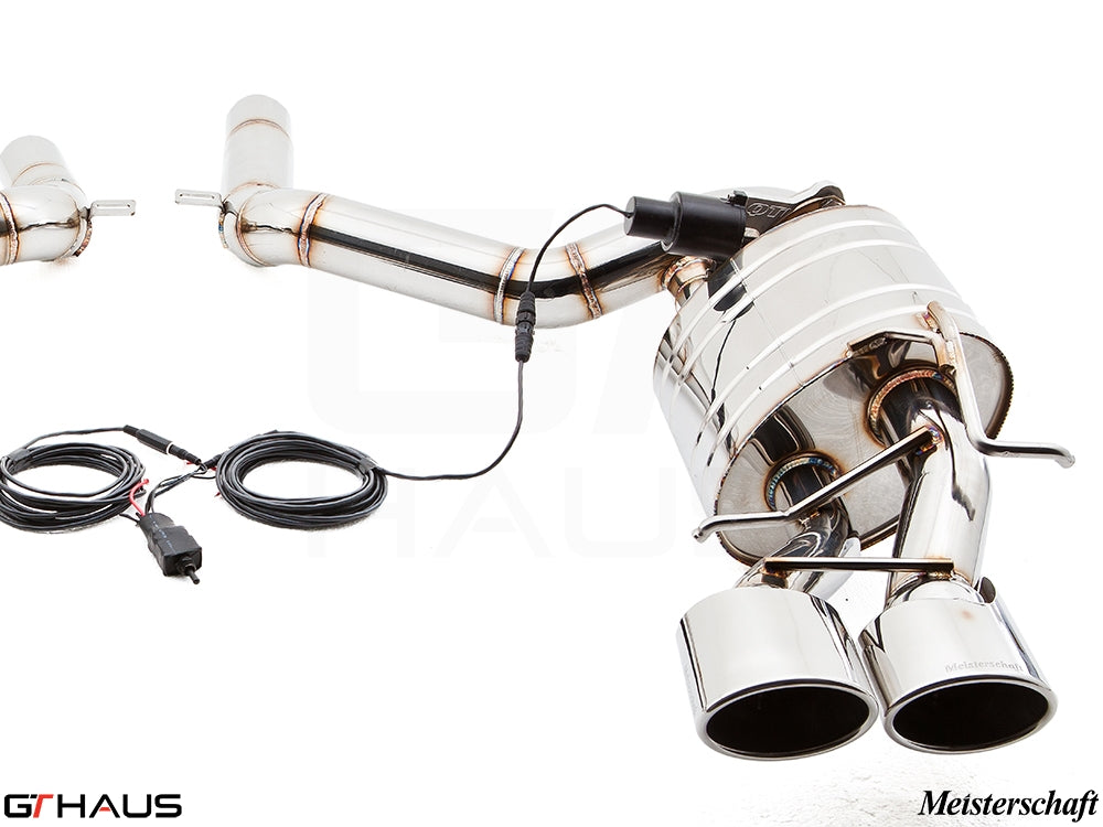 Premium exhaust system for Mercedes-Benz W212 E-Class E63 AMG V8, featuring stainless steel construction and electronic valve control.