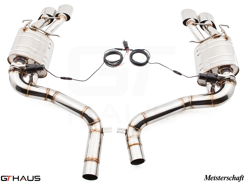 Premium exhaust system for Mercedes-Benz W212 E-Class E63 AMG V8, featuring stainless steel construction and electronic valve control.