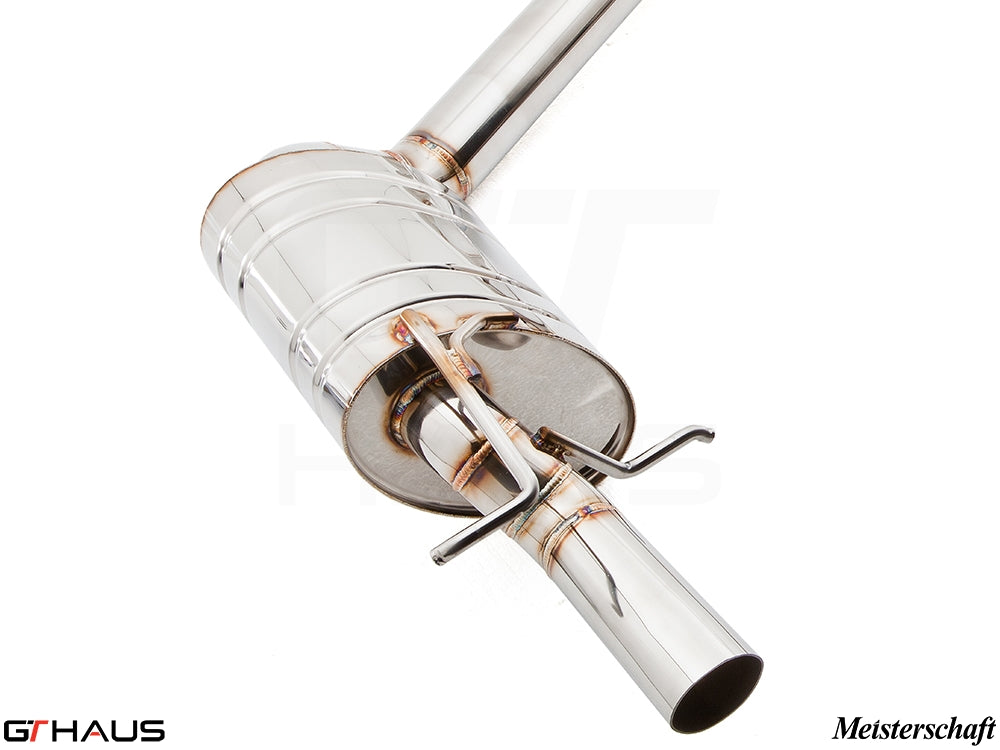 Premium stainless steel exhaust system for Mercedes-Benz W212 E-Class E63 AMG V8, featuring Meisterschaft craftsmanship.