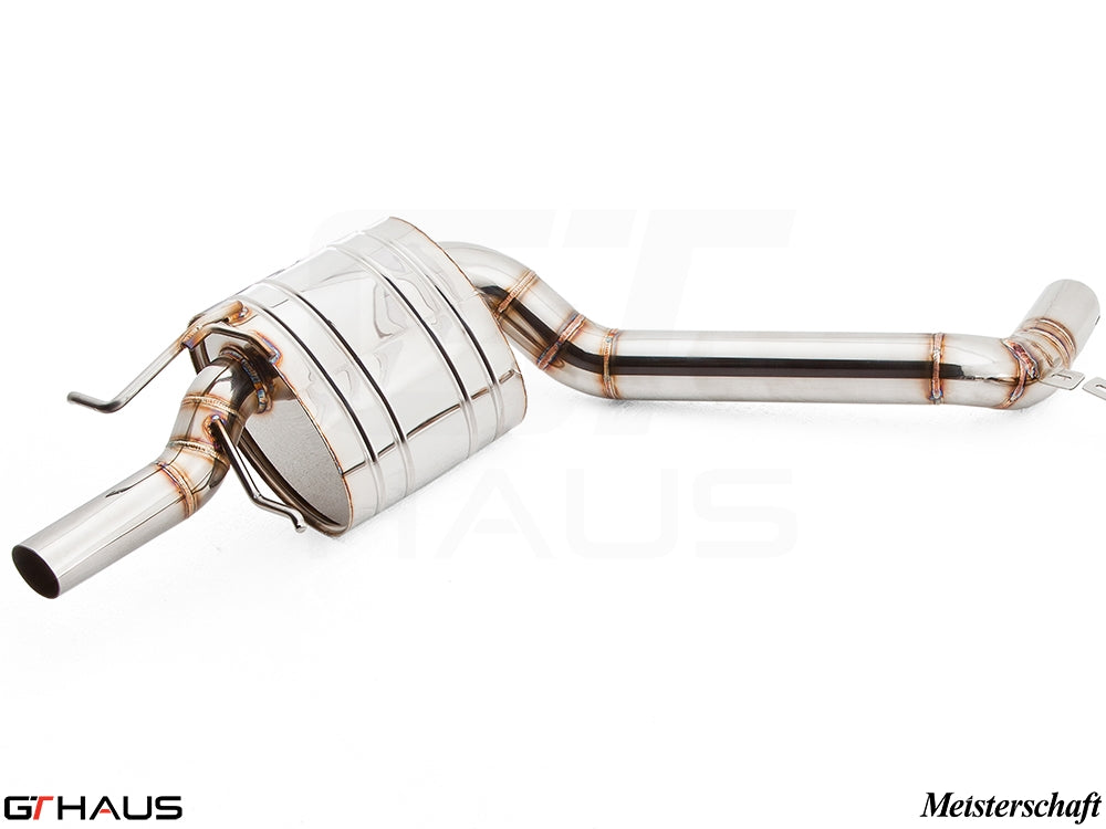 Premium stainless steel exhaust system for 2014+ Mercedes-Benz W212 E63 AMG V8, featuring precision craftsmanship.