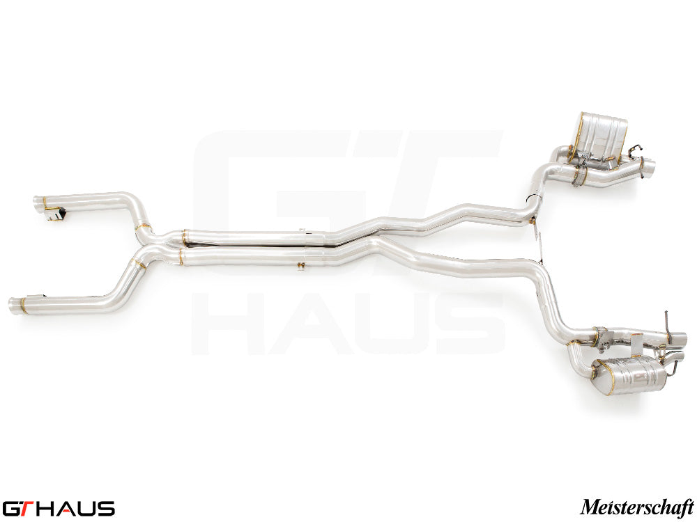 Premium exhaust system for Mercedes-Benz W213 E-Class E63 AMG V8 Twin Turbo, featuring stainless steel construction.