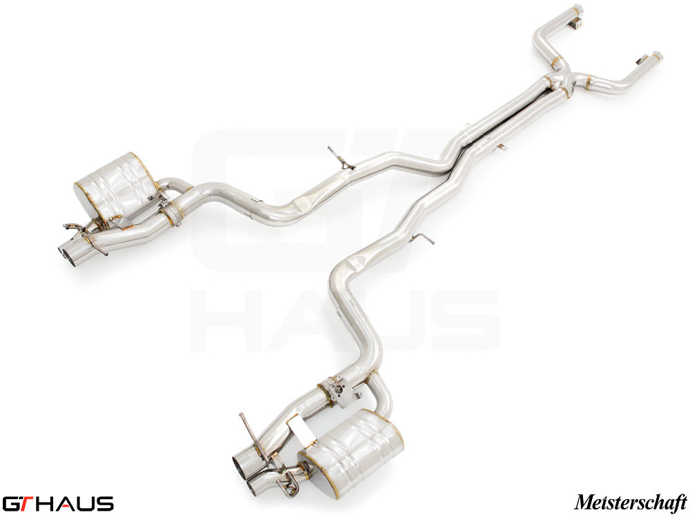 Premium performance exhaust system for Mercedes-Benz W213 E-Class E63 AMG V8 Twin Turbo, featuring stainless steel construction.